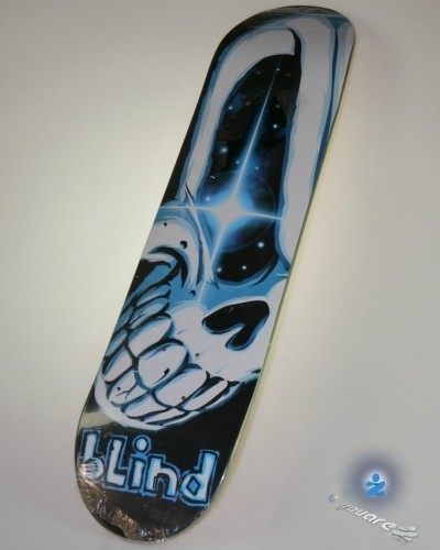 Blind skateboards — Long Skull Black Blue Warped — 7.5 inch — Best Skateboard Deck